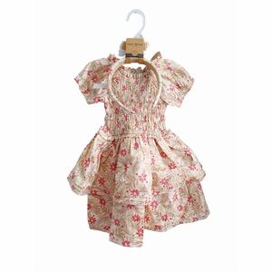 Floral Smocked Dress with Headband